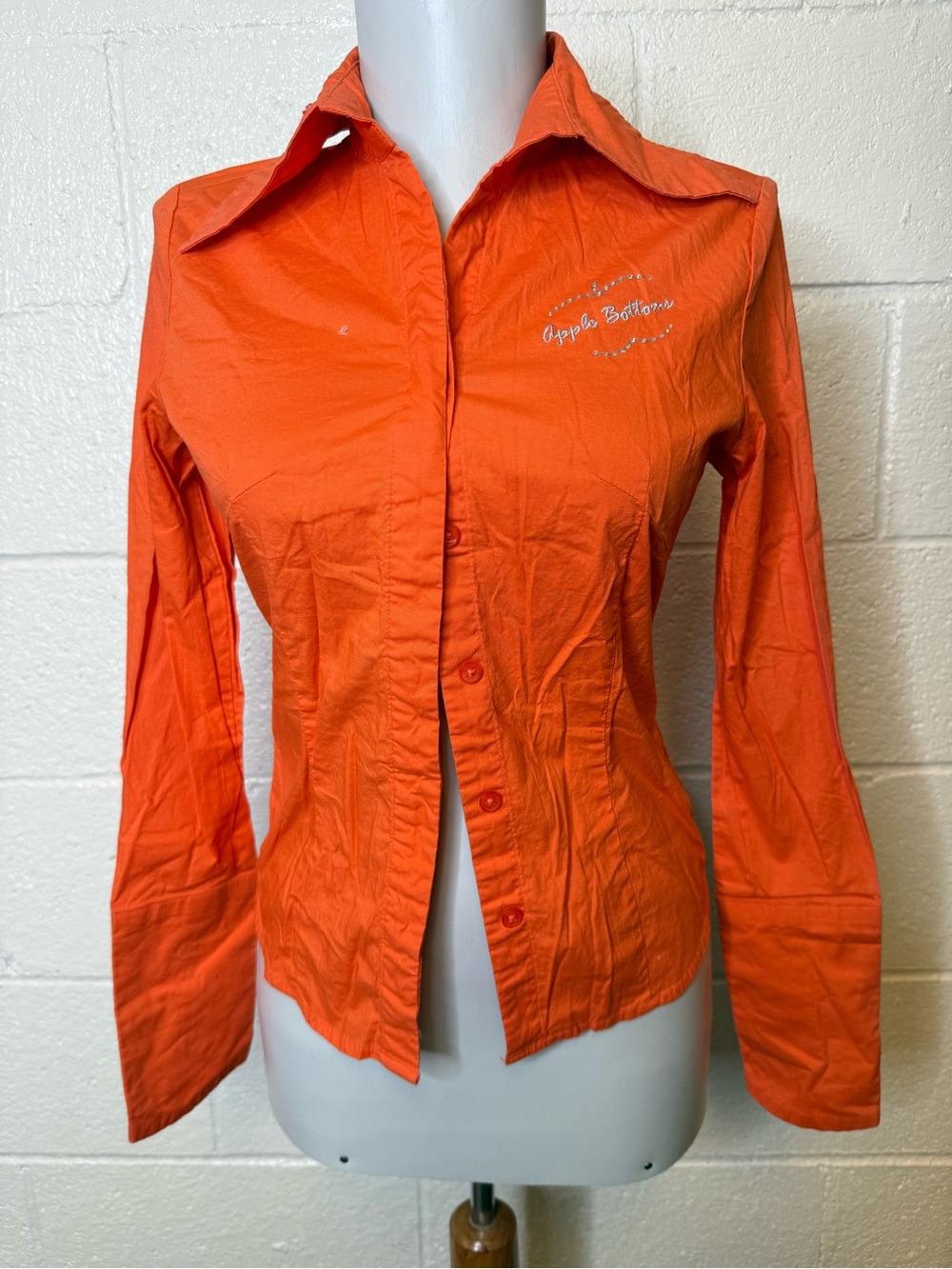 Y2k rare Apple Bottoms Women's Vibrant Orange Button-Down Blouse